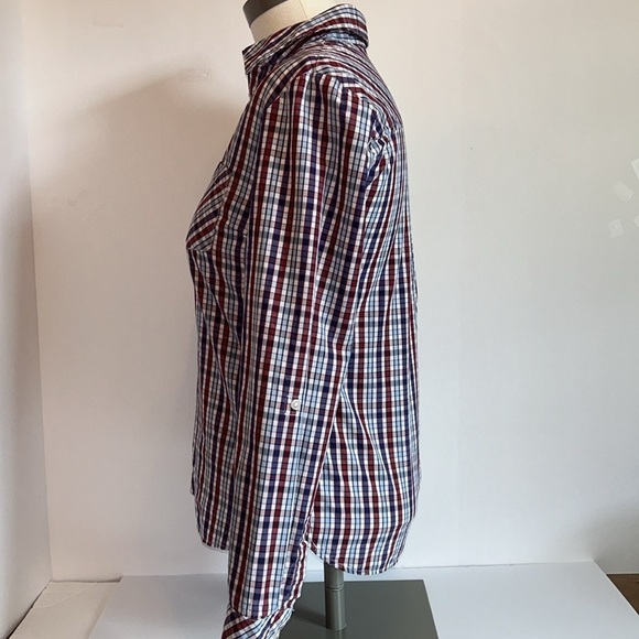 Tommy Hilfiger Red White Blue Plaid 1/2 Zip Pull Over Cotton Blouse Women’s XSTP - Picture 8 of 11